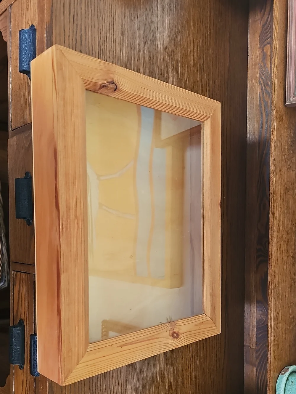 Pine Wood Display Shadow Box with Glass Front - Natural Finish